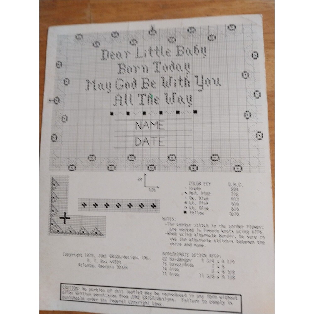 Baby Blessings Cross Stitch June Grigg Designs #4 NEW - Picture 3 of 3